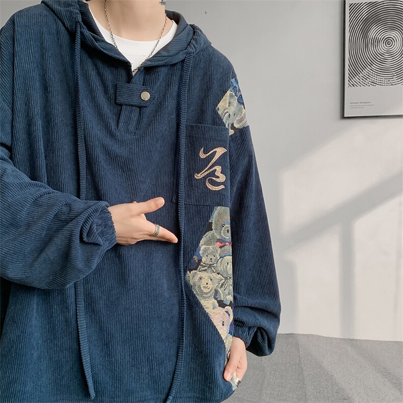 现货WY10066-特P45控68夏季新款抖音高品质百搭小熊连帽卫衣,男装卫衣,电商A059