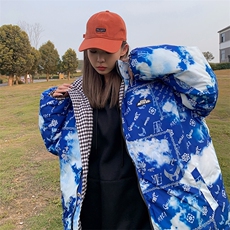 双面穿2025冬装格子棉衣男立领棉服女情侣棉袄外套3327-P100控148，男装棉衣，星座207