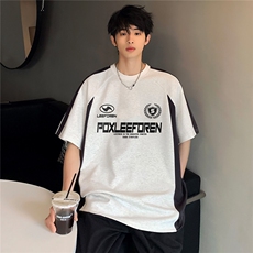 美式字母创意印花街头小众日系学生宽松透气夏季短袖T恤T22-P38，男装T恤，电商C307