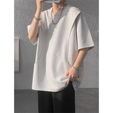 M575-P38短袖t恤男潮牌夏季宽松五分袖红潮流ins简约上衣，男装T恤，星座617A-1（原B318A）