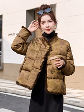新中式G风羽绒服女2025冬新款今年流行水貂毛短款外套，女装羽绒服，伊仟回