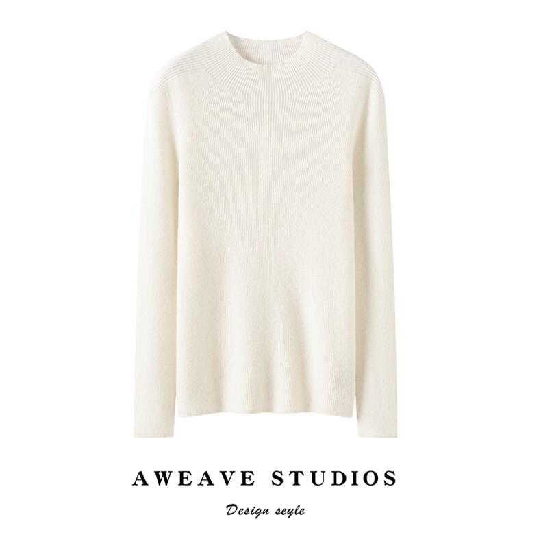 2025春秋新款羊绒衫女100山羊绒圆领休闲套头针织衫简约纯色上衣，女装羊绒衫，咔绒特