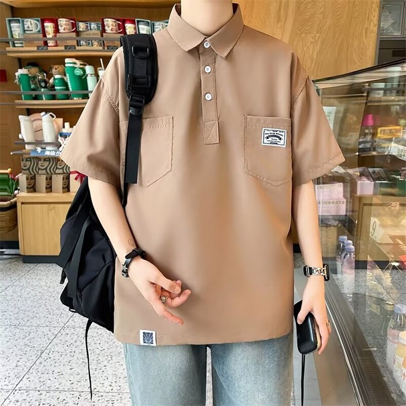 美式休闲短袖polo衫男夏季薄款潮牌工装衬衫T恤半袖上衣WB281-P32,男装T恤,星座412-2