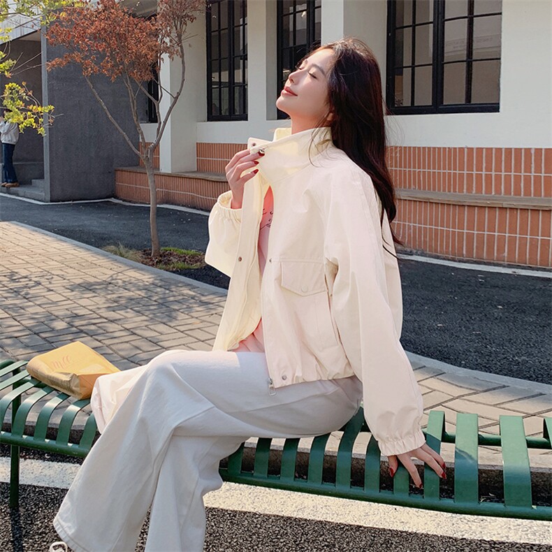 粉色外套女配包包落肩袖宽松休闲气质短夹克长袖2025年春季新款女,女装短外套,韩蔻秀