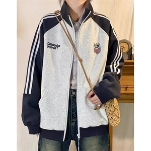 网图现货 美式宽松撞色立领拼接卫衣男W101/P55图片