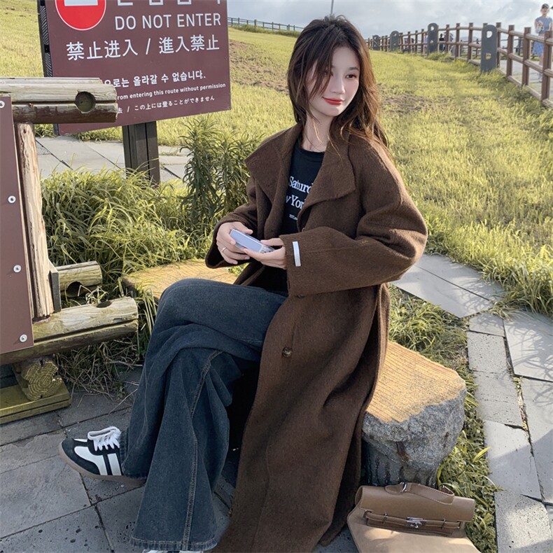 网红风双面呢女2025年新款时尚高质感羊绒大衣,女装毛呢外套,英标秀（1C119）