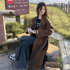 网红风双面呢女2025年新款时尚高质感羊绒大衣，女装毛呢外套，英标秀（1C119）