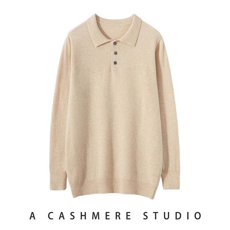 男士2025年秋季套头POLO领长袖，男装羊毛衫，伊绒腾羊绒