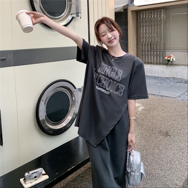 休闲减龄T恤半身裙套装女2025夏季新款俏皮活泼侧开叉显瘦两件套图片