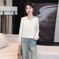 新中式g风小香风外套女2025春秋季小个子复古盘扣唐装短款上衣，女装短外套，沁沁公主