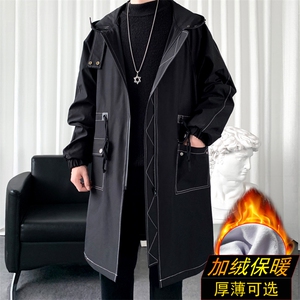 大货风衣男中长款大衣加绒加棉衣男F262薄P115加绒P135爆景二图片