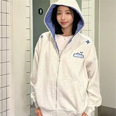 网图现货美式宽松复古格子拼接连帽宽松卫衣W1083/P55，男装卫衣，星座205-3