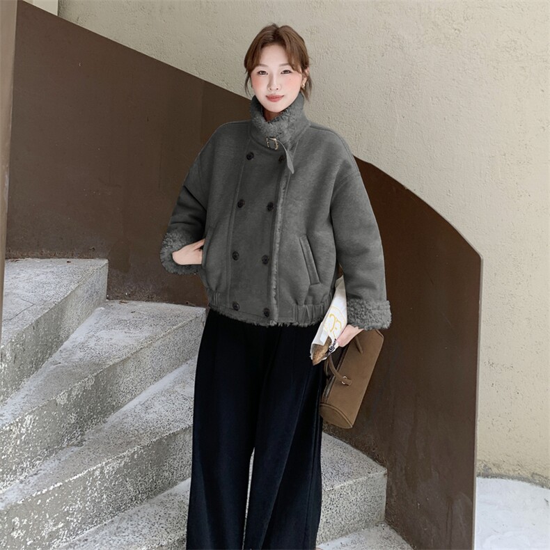 210-3290-P195-288皮毛一体双排扣加厚2025年冬季,女装短外套,浙宝210（原浙宝191）