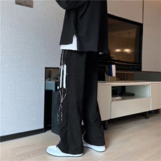 新款高街裤子直筒垂感灯芯绒美式涂鸦休闲裤印花阔腿裤K3008-P35，男装休闲裤，星座1008-1