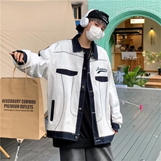 日系复古宽松休闲工装夹克男秋季拼接棒球服潮情侣外套J8716-P49，男装夹克，星座1008