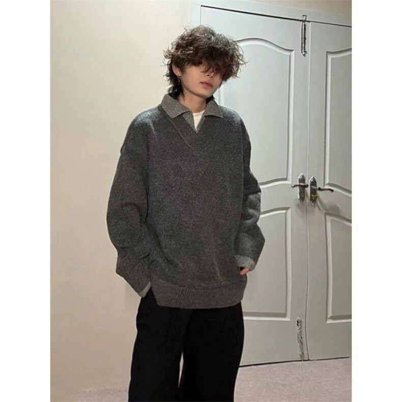 去年增色重磅Polo领毛衣撞色毛线衣羊毛衫打底针织衫LF113P65,男装T恤,电商D256-1(原A064-1)