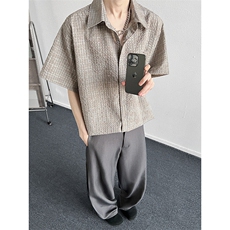 WA36-特P28泡泡纱透气少年感痞帅短袖衬衫，男装T恤，星座1503