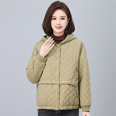 2024冬季连帽时尚休闲夹棉加厚保暖舒适棉服，女装棉衣/棉服，独衣靓
