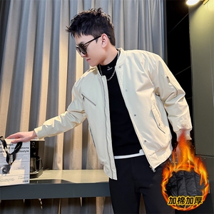 美式高街棒球领飞行夹克加棉加厚大码外套棉衣小伙风JK3388P75图片