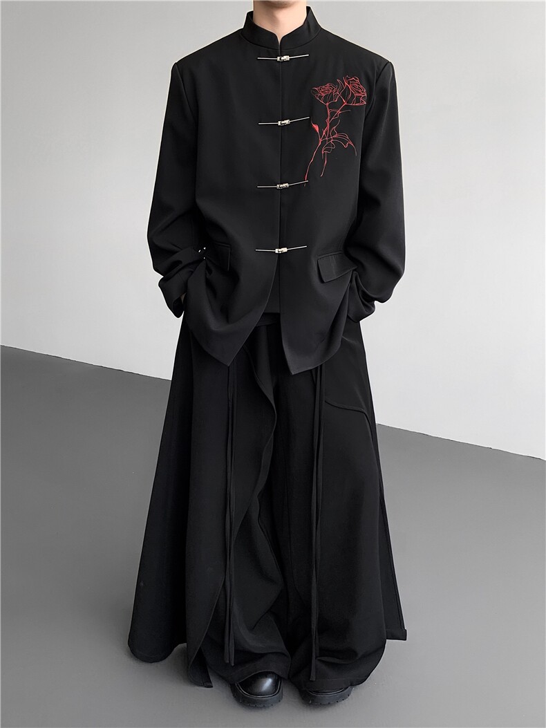 现货25秋冬新中式礼服婚礼玫瑰刺绣金属盘扣西装xz148-p128,男装西服套装,电商B288