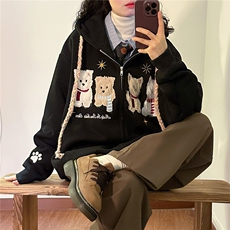 美式刺绣外套女春秋冬季新款卫衣开衫W6810-P56，女装短外套，星座208-5