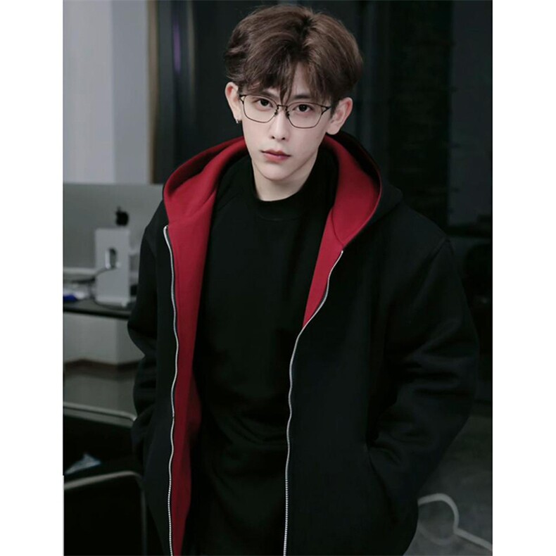 重磅高品质硬挺boxy26春装美式高街结构撞色拼接连帽卫衣开衫外套,女装短外套,电商A486