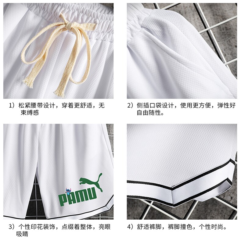 LQ64227-P19篮球夜跑运动短裤男大码宽松冰丝五分裤大裤衩网格,男装休闲裤,电商A040A