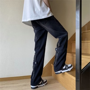 高街美式vibe拉链牛仔裤男款宽松休闲复古痞帅直筒裤子YN1033-P43图片