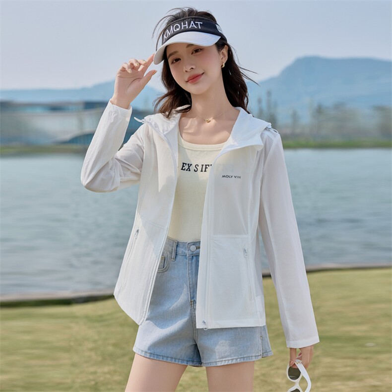 时尚连帽四面弹防晒衣女2025夏季新款修身轻薄速干透气防晒服外套,女装防晒衣,悦祺