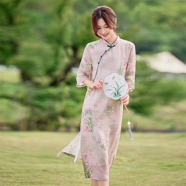 2026年夏季苎麻文艺/优雅旗袍,女装汉服/婚纱/旗袍/礼服,江南依恋