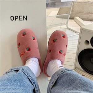 秋冬韩版刺绣情侣棉拖鞋ins居家室内加绒加厚防滑潮拖男T图片