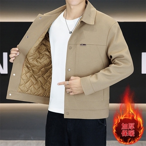 加棉加厚翻领夹克型男商务休闲青年外套男NM7955-P105,t恤搭配工装裤男生图片