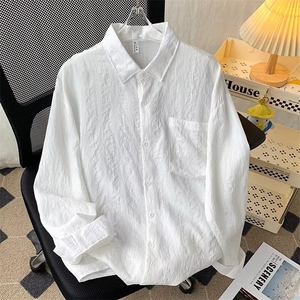 得物品质秋款男衬衫条纹提花宽松长袖衬衣CS0105 P45图片