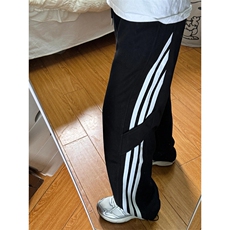 条纹休闲裤男秋季潮牌宽松垂感阔腿卫裤痞帅运动直筒裤子K151，男装休闲裤，星座1116A（原606A-3）