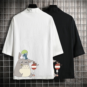HF59152-P40风汉服男开衫外套七分袖道袍 网格挂拍图片