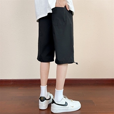 纯色休闲短裤男士港风户外运动宽松五分裤子裤腿弹力扣K890-P23，男装牛仔裤，星座717