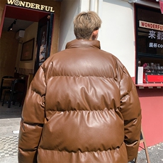 冬季立领pu皮羽绒棉服男外套M2881钢印P85直播，男装棉衣，星座1904A