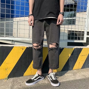 阔腿牛仔裤男宽松直筒ins九分裤韩版潮流百搭坠感老爹裤NK207-p35图片