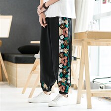 风冰丝潮刺绣男休闲裤宽松束脚运动裤休闲长裤019-p70，男装休闲裤，星座816-2（原B366-1）