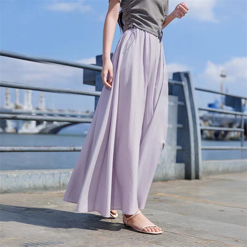香影紫色仙女裙裤2025夏季新款垂感遮肉显瘦宽松裙裤,女装休闲裤,湘姗