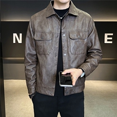 加绒加厚皮夹克男秋冬季2025新款工装口袋外套A313-8861-P148，男装夹克，电商A313