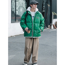 冬季港风潮假两件PU皮棉衣外套加绒百搭棉服男士8132-P145控价188，男装棉衣，电商A441-1