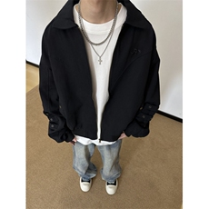 美式高街薄款刺绣百搭外套座山雕春季宽松外搭男女同款J6808，女装短外套，星座1116A（原606A-3）