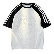 白花灰拼黑袖
