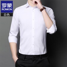 爸爸冰丝无痕长袖衬衫秋季新款中年男士时尚简约上衣免烫抗皱衬衣，男装衬衫，电商B212（原钱塘6029）