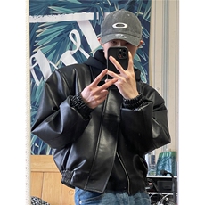 街头PU皮外套男秋冬季cityboy潮流痞帅机车服皮衣夹克WL7700-P68，男装夹克，星座1008