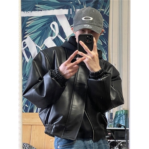 街头PU皮外套男秋冬季cityboy潮流痞帅机车服皮衣夹克WL7700-P68图片