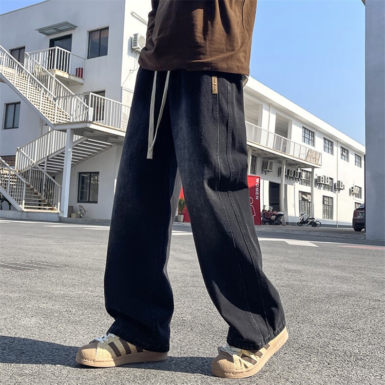 2026年春夏新款美式复古工装拼接牛仔宽松直筒休闲裤阔腿805-P44,男装休闲裤,星座1006