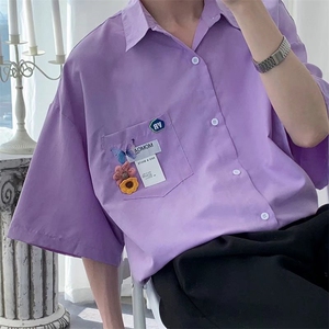 短袖衬衫春款男港风潮流C184P28图片