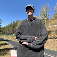 WY708-P36美式复古水洗做旧长袖纯色卫衣，男装卫衣，星座1501-1